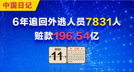 中国日记 | 6年追回外逃人员7831人 赃款196.54亿元
